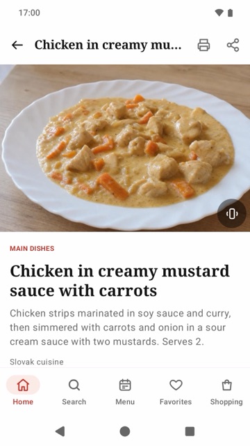 Recipe with photo, time and difficulty