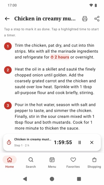 Method with a timer