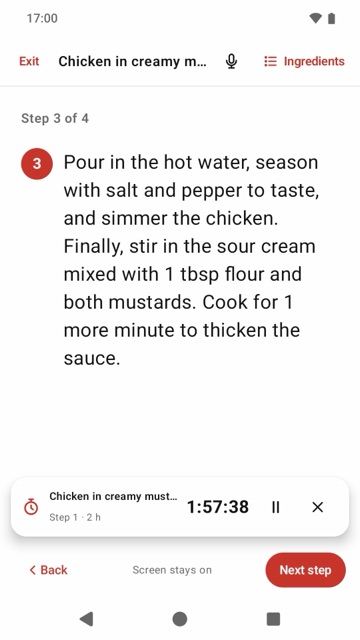 Cook mode step by step