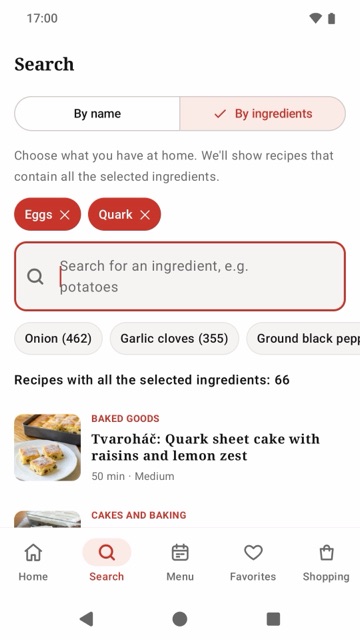 Search by ingredients